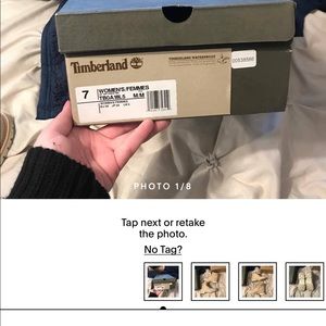 Woman’s off white / gold timberlands